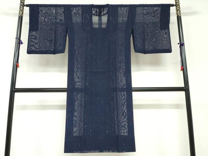 平和屋着物▽道行コート　スリーシーズン　春夏秋　塵除け　変わり格子文　正絹　逸品　DABF1866ud