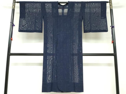 平和屋着物▽道行コート　スリーシーズン　春夏秋　塵除け　変わり格子文　正絹　逸品　DABF1866ud