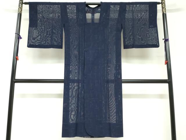 平和屋着物▽道行コート　スリーシーズン　春夏秋　塵除け　変わり格子文　正絹　逸品　DABF1866ud
