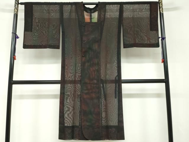 平和屋着物▽道行コート　スリーシーズン　春夏秋　塵除け　二重紗　縞　正絹　逸品　DABF1867ud