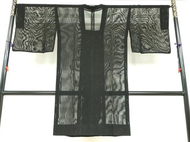平和屋着物▽道行コート　スリーシーズン　春夏秋　塵除け　黒色　黒地　正絹　逸品　DABF1868ud