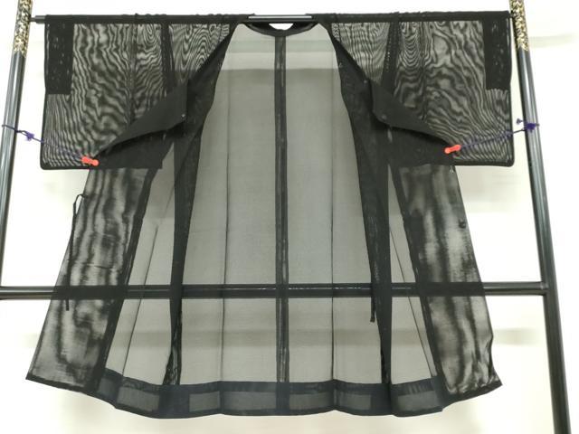 平和屋着物▽道行コート　スリーシーズン　春夏秋　塵除け　黒色　黒地　正絹　逸品　DABF1868ud