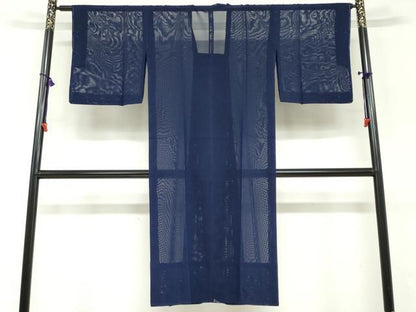 平和屋着物▽道行コート　スリーシーズン　春夏秋　塵除け　二重紗　縞　正絹　逸品　DABF1869ud