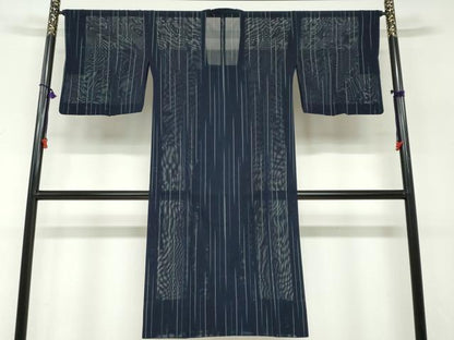 平和屋着物▽道行コート　スリーシーズン　春夏秋　塵除け　二重紗　縞　正絹　逸品　DABF1870ud