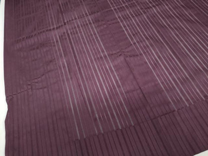 平和屋着物▽道行コート　スリーシーズン　春夏秋　塵除け　縞　暗紅色　正絹　逸品　DABF1872ud