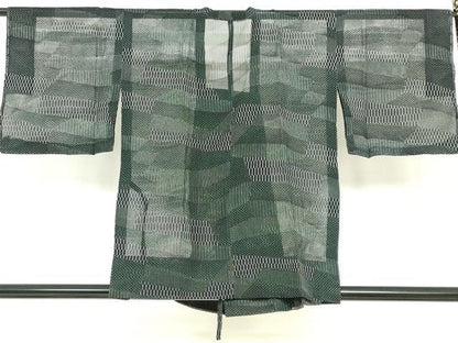 平和屋着物▽道行コート　スリーシーズン　春夏秋　塵除け　変わり格子文　正絹　逸品　DABF1875ud