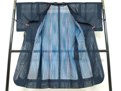 平和屋着物▽道行コート　スリーシーズン　春夏秋　塵除け　二重紗　間道　正絹　逸品　DABF1876ud