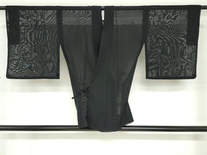 平和屋着物▽道中着　スリーシーズン　春夏秋　塵除け　風景文　黒地　正絹　逸品　DABF1877ud