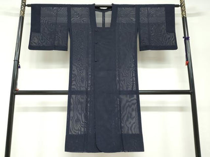 平和屋着物▽道行コート　スリーシーズン　春夏秋　塵除け　二重紗　変わり縞　正絹　逸品　DABF1878ud