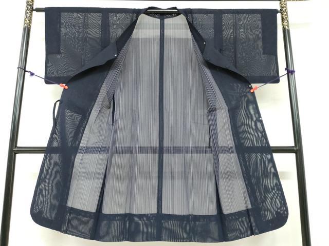 平和屋着物▽道行コート　スリーシーズン　春夏秋　塵除け　二重紗　変わり縞　正絹　逸品　DABF1878ud