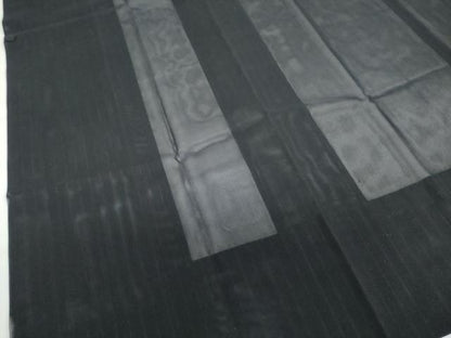 平和屋着物▽道行コート　スリーシーズン　春夏秋　塵除け　二重紗　縞　黒地　正絹　逸品　DABF1879ud