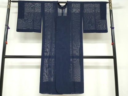 平和屋着物▽道行コート　スリーシーズン　春夏秋　塵除け　二重紗　変わり縞　正絹　逸品　DABF1880ud