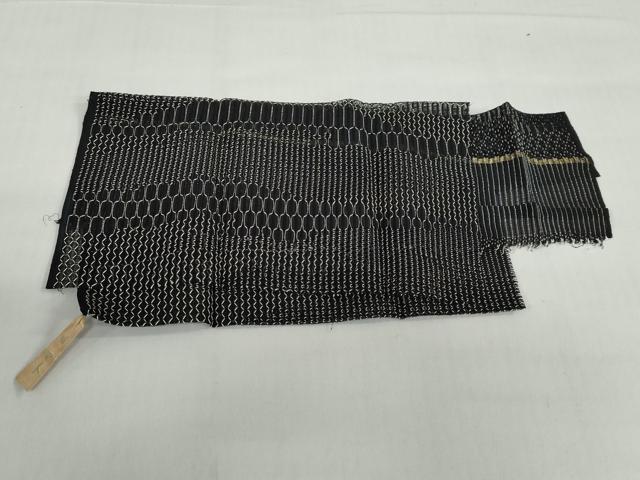 平和屋着物▽道行コート　スリーシーズン　春夏秋　塵除け　霞文　黒地　反端付き　正絹　逸品　DABF1881ud