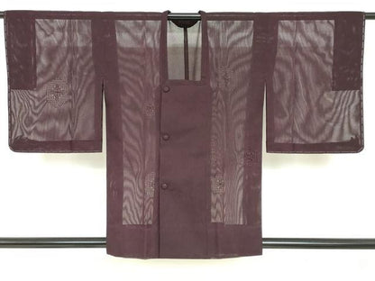 平和屋着物▽道行コート　スリーシーズン　春夏秋　塵除け　ドロンワーク　幾何学文様　正絹　逸品　DABF1882ud