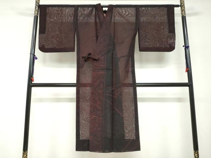 平和屋着物▽道中着　スリーシーズン　春夏秋　塵除け　舞花文　正絹　逸品　DABF1885ud