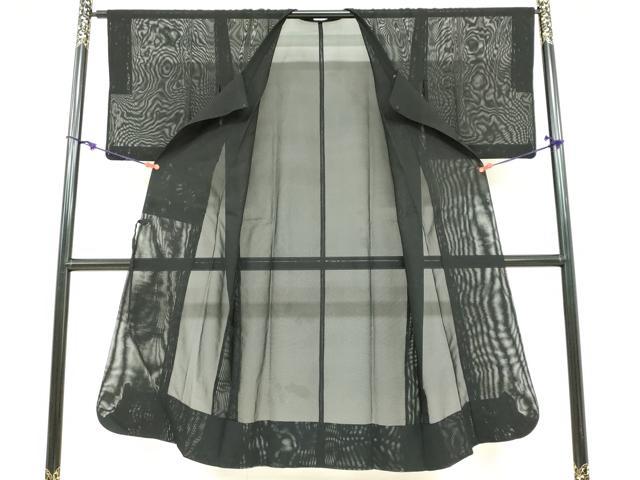 平和屋着物▽道行コート　スリーシーズン　春夏秋　塵除け　黒色　黒地　正絹　逸品　DABF1886ud
