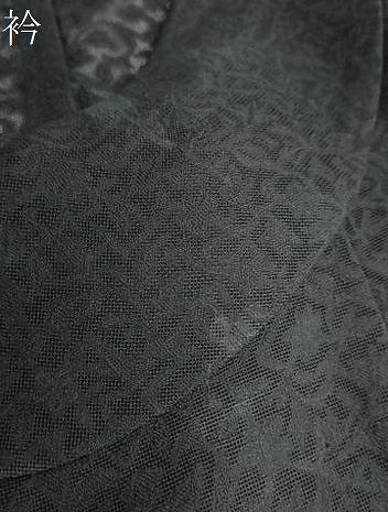 平和屋着物▽道行コート　スリーシーズン　春夏秋　塵除け　草花文　黒地　正絹　逸品　DABF1888ud