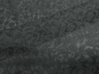 平和屋着物▽道行コート　スリーシーズン　春夏秋　塵除け　草花文　黒地　正絹　逸品　DABF1888ud