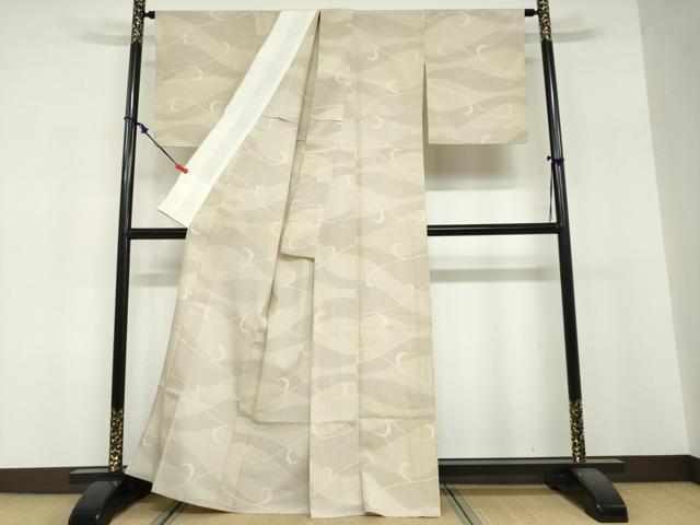 平和屋着物▽本塩沢　単衣　110亀甲　唐草文　正絹　逸品　DABF1891ud