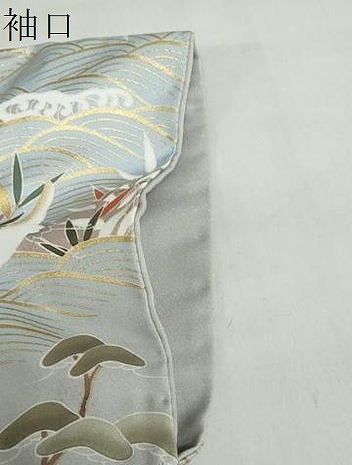 平和屋着物●豪華色留袖　駒刺繍　立波飛鶴小舟文　金彩　正絹　逸品　DABF1893ud