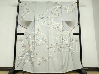 平和屋着物●豪華色留袖　駒刺繍　立波飛鶴小舟文　金彩　正絹　逸品　DABF1893ud