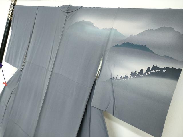 平和屋着物●巨匠　前田華清　手描き　訪問着　枝桜風景文　暈し染め　正絹　逸品　DABF1894ud