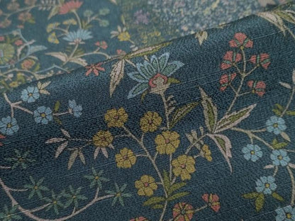 平和屋着物●上質な小紋　道長草花文　ロング丈　正絹　逸品　DABF1895ud