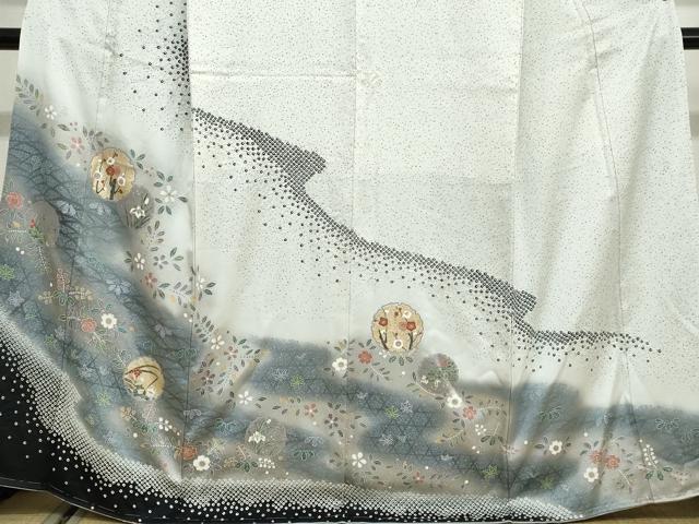 平和屋着物●訪問着　鹿の子雪輪草花文　暈し染め　正絹　逸品　DABF1896ud