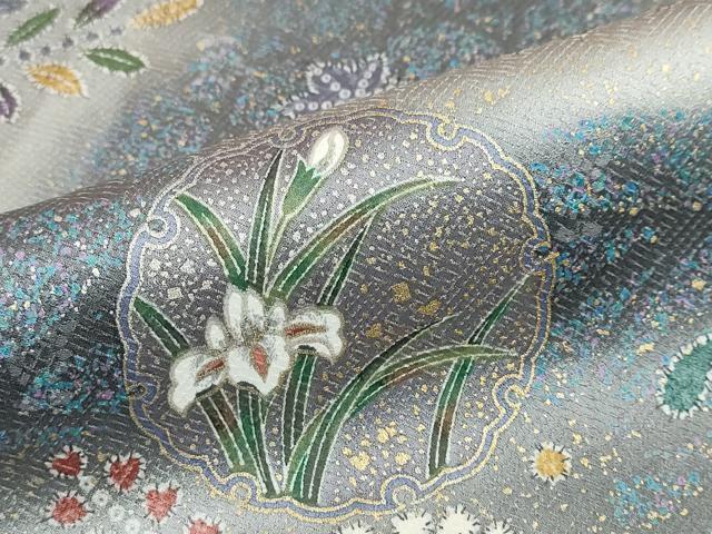 平和屋着物●訪問着　鹿の子雪輪草花文　暈し染め　正絹　逸品　DABF1896ud
