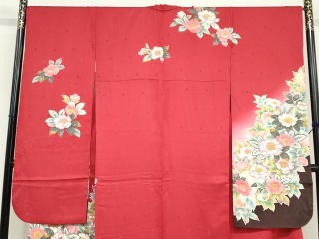 平和屋着物●豪華振袖　友禅　草花文　暈し染め　正絹　逸品　DABF1897ud