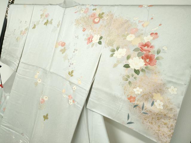 平和屋着物●訪問着　駒刺繍　草花文　金彩　正絹　逸品　未使用　DABF1900ud