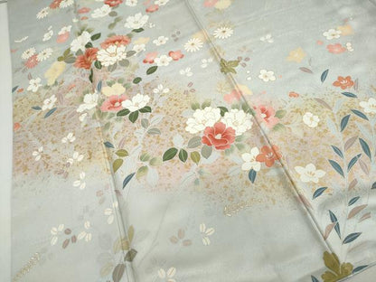平和屋着物●訪問着　駒刺繍　草花文　金彩　正絹　逸品　未使用　DABF1900ud