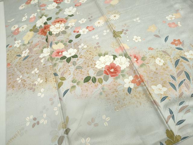 平和屋着物●訪問着　駒刺繍　草花文　金彩　正絹　逸品　未使用　DABF1900ud