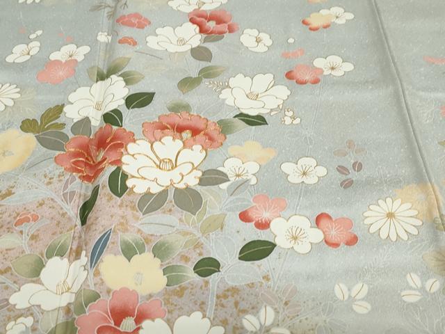 平和屋着物●訪問着　駒刺繍　草花文　金彩　正絹　逸品　未使用　DABF1900ud