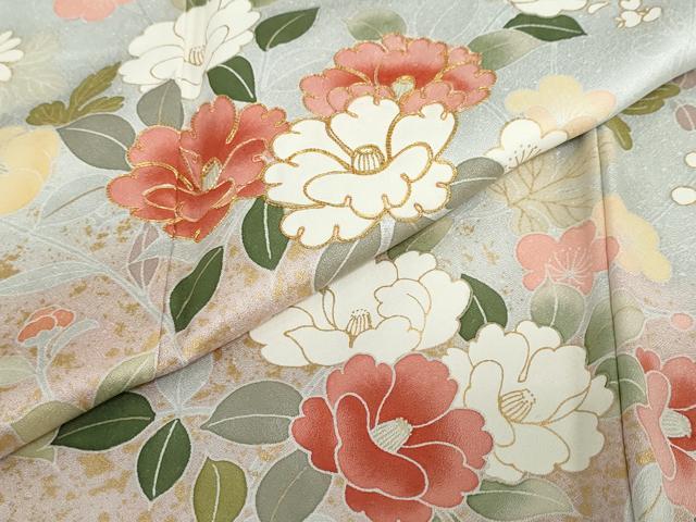 平和屋着物●訪問着　駒刺繍　草花文　金彩　正絹　逸品　未使用　DABF1900ud