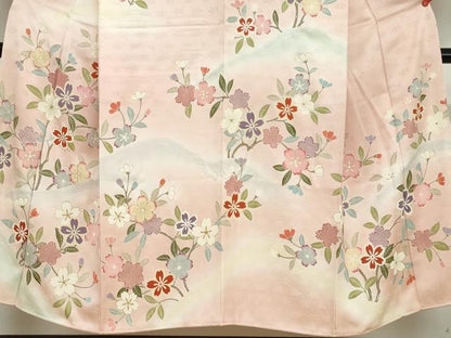 平和屋着物●訪問着　作家物　枝桜文　暈し染め　金彩　正絹　逸品　未使用　DABF1903ud