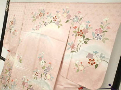 平和屋着物●訪問着　作家物　枝桜文　暈し染め　金彩　正絹　逸品　未使用　DABF1903ud