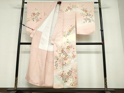 平和屋着物●訪問着　作家物　枝桜文　暈し染め　金彩　正絹　逸品　未使用　DABF1903ud