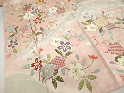 平和屋着物●訪問着　作家物　枝桜文　暈し染め　金彩　正絹　逸品　未使用　DABF1903ud