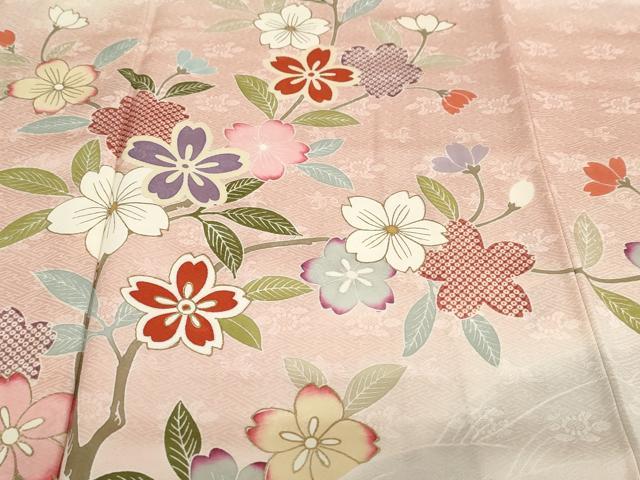 平和屋着物●訪問着　作家物　枝桜文　暈し染め　金彩　正絹　逸品　未使用　DABF1903ud