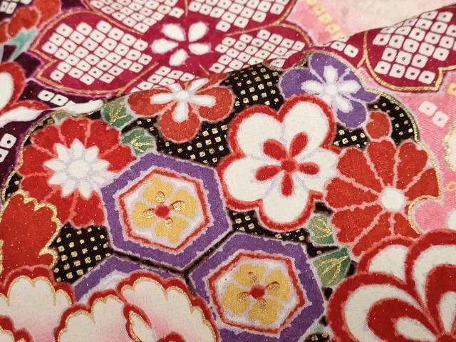 平和屋着物●豪華振袖　駒刺繍　雪輪草花文　暈し染め　金彩　銀通し地　正絹　逸品　DABF1904ud