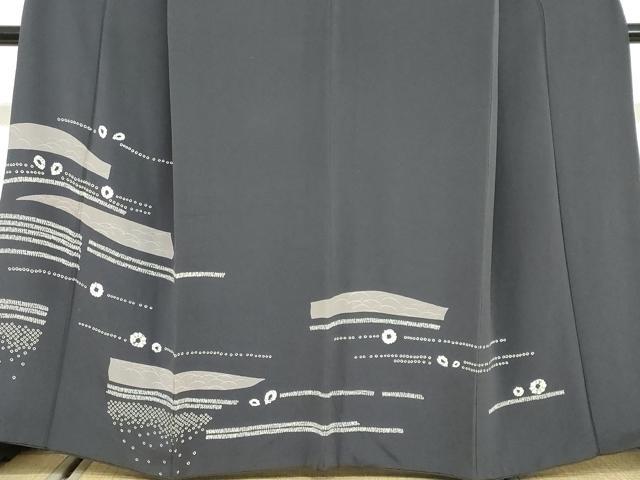 平和屋着物●訪問着　抽象文様　鬼しぼ縮緬　正絹　逸品　DABF1906ud