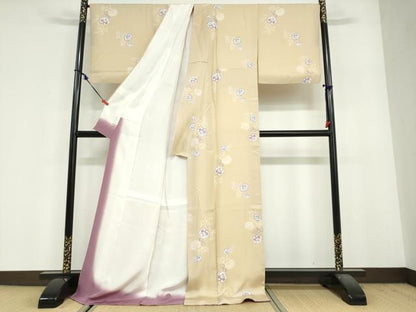 平和屋着物●上質な小紋　唐草文　ロング丈　正絹　逸品　DABF1912ud