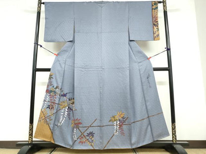 平和屋着物●二代目清次郎　手描き　訪問着　飛鳥文　金彩　正絹　逸品　DABF1914ud