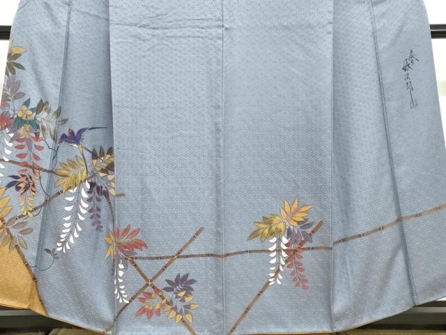 平和屋着物●二代目清次郎　手描き　訪問着　飛鳥文　金彩　正絹　逸品　DABF1914ud
