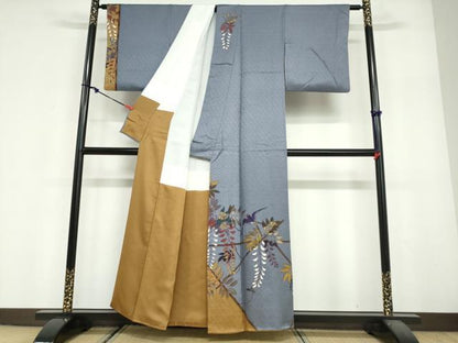 平和屋着物●二代目清次郎　手描き　訪問着　飛鳥文　金彩　正絹　逸品　DABF1914ud