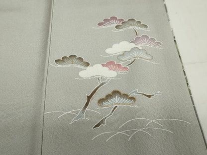 平和屋着物●訪問着　流水風景草花文　金彩　正絹　逸品　DABF1915ud