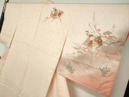 平和屋着物●訪問着　立波地紙草花文　暈し染め　金彩　正絹　逸品　DABF1916ud