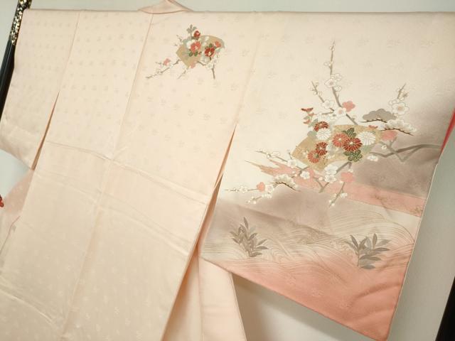 平和屋着物●訪問着　立波地紙草花文　暈し染め　金彩　正絹　逸品　DABF1916ud