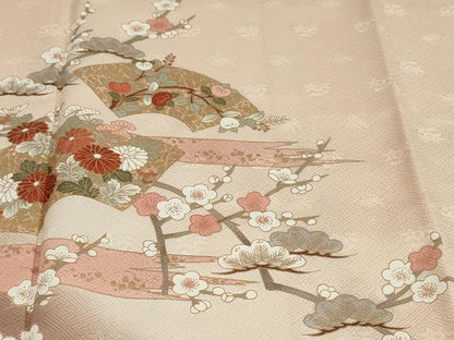 平和屋着物●訪問着　立波地紙草花文　暈し染め　金彩　正絹　逸品　DABF1916ud